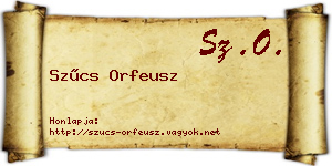 Szűcs Orfeusz névjegykártya