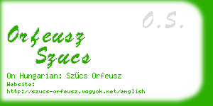 orfeusz szucs business card